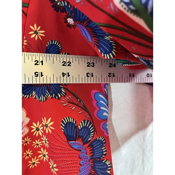 Zac & Rachel Women’s 1X Red Paisley Floral Flutter Sleeve Blouse - Picture 7 of 9